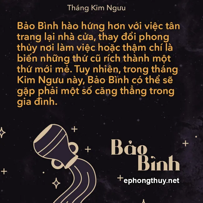 tháng kim ngưu của cung bảo bình