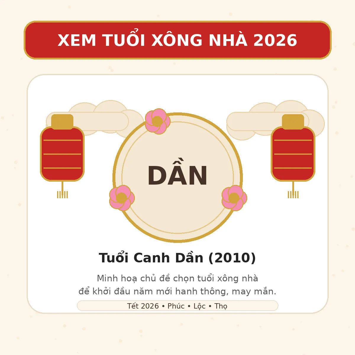 XEM TUỔI XÔNG NHÀ 2027 cho tuổi Canh Dần 2010