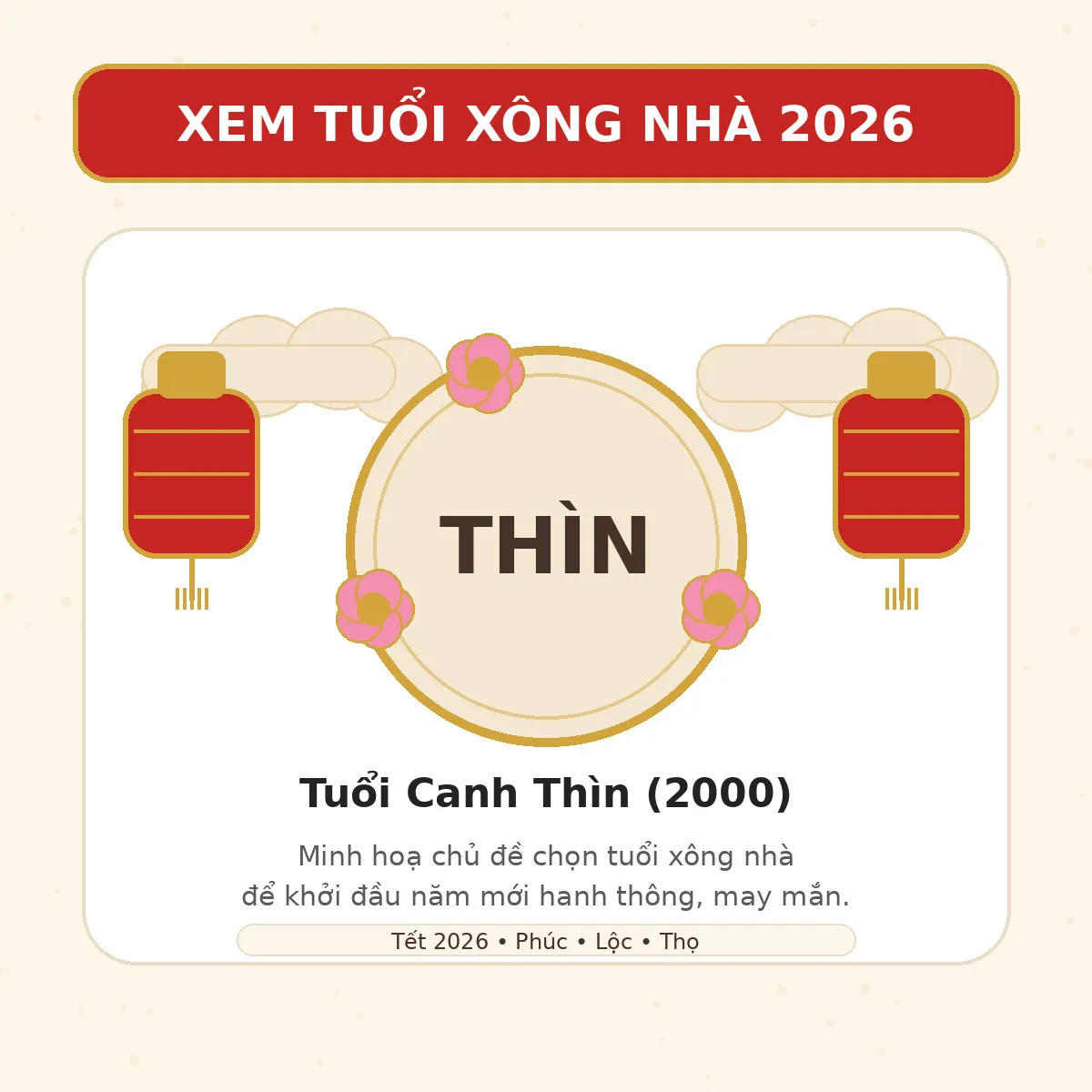 XEM TUỔI XÔNG NHÀ 2027 cho tuổi Canh Thìn 2000